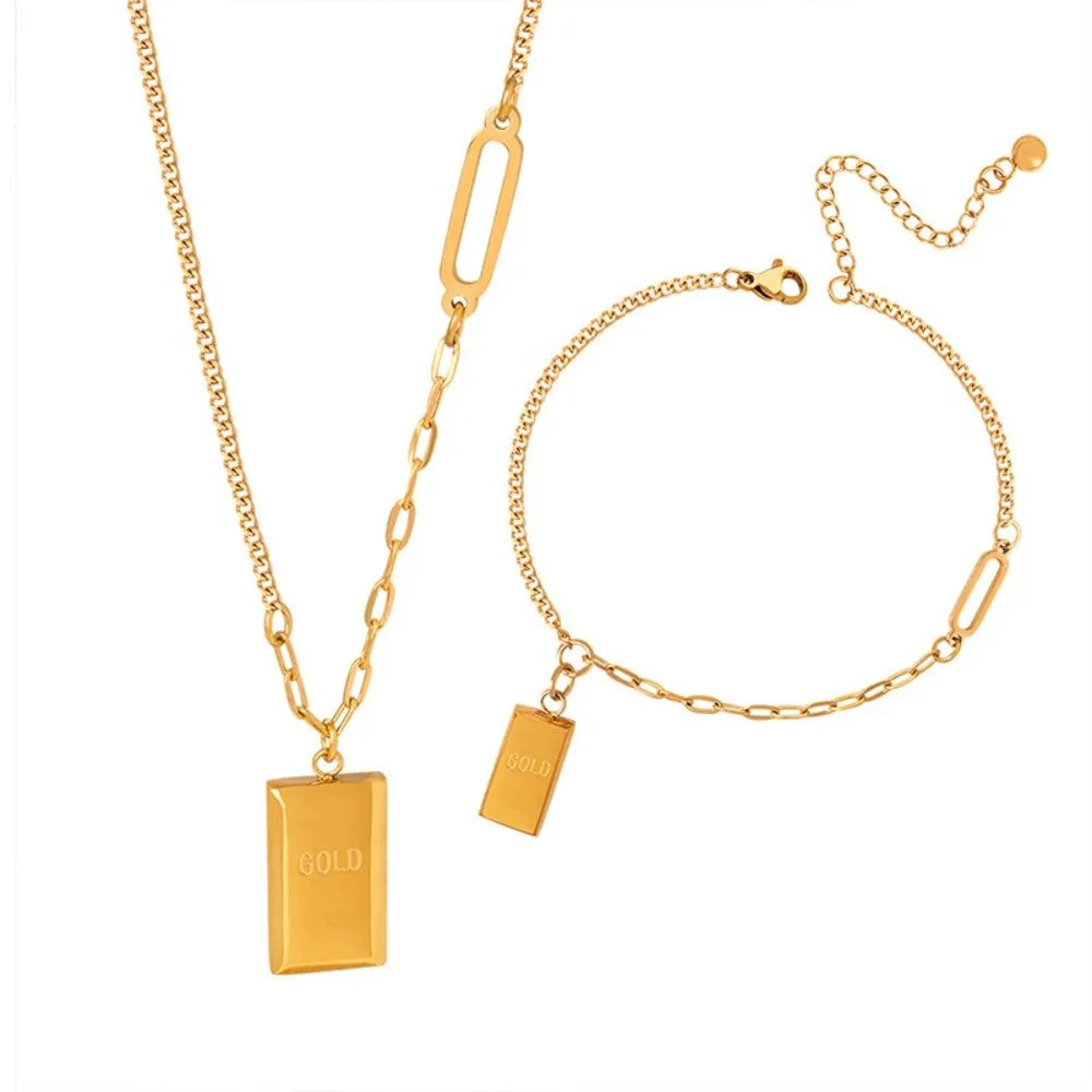 Women's Necklace and Ankle Chain Set Simple Style Stainless Steel non Fading Fashionable and Versatile Jewelry Accessories